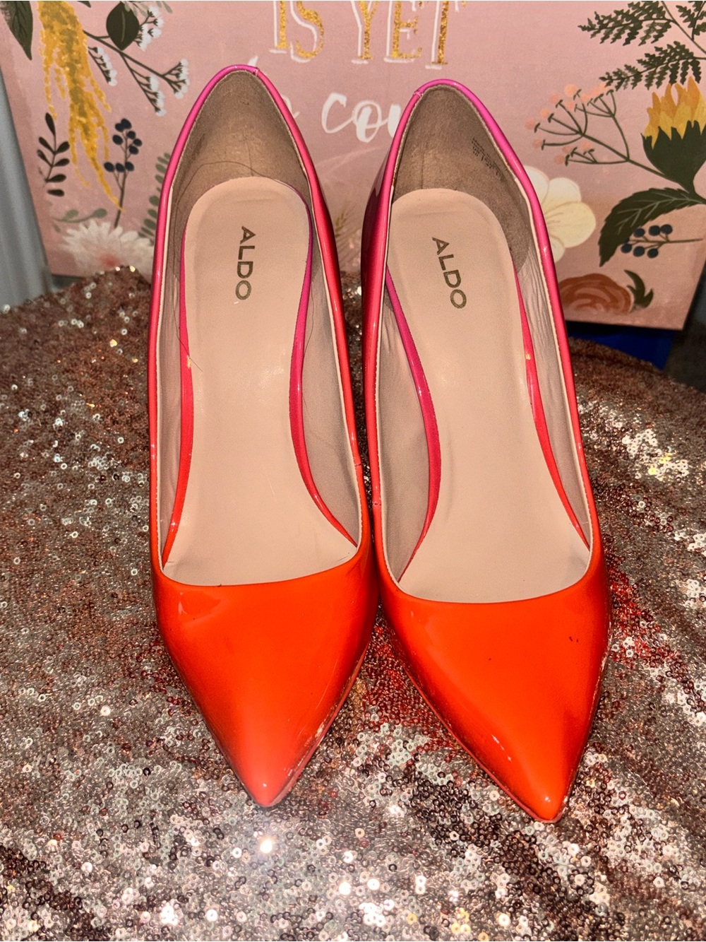 ALDO Pink to Orange Ombre Stiletto Pumps - Picture 3 of 5